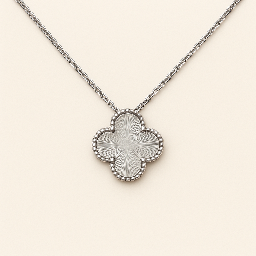 Silver-Tone Clover Necklace Bracelet Earrings Set