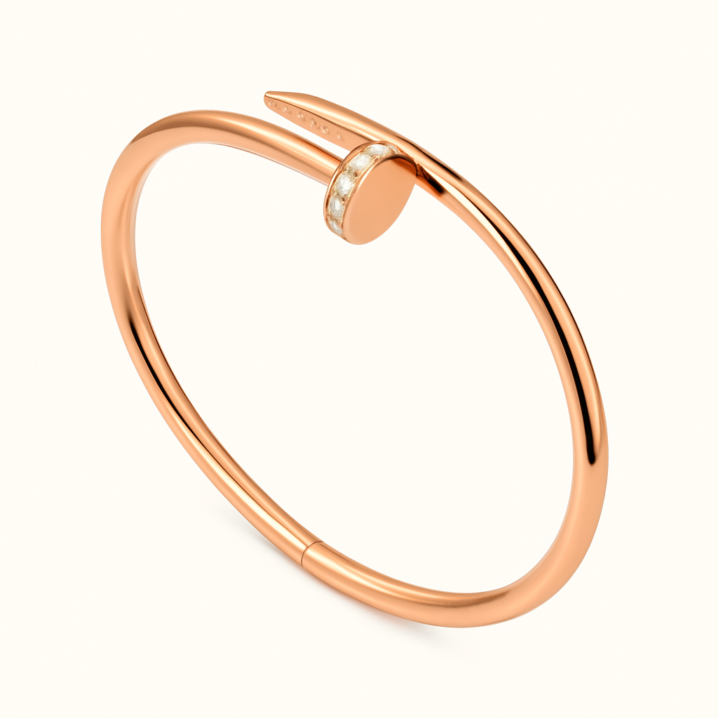 Nail Cuff Bracelet with Clear Accents