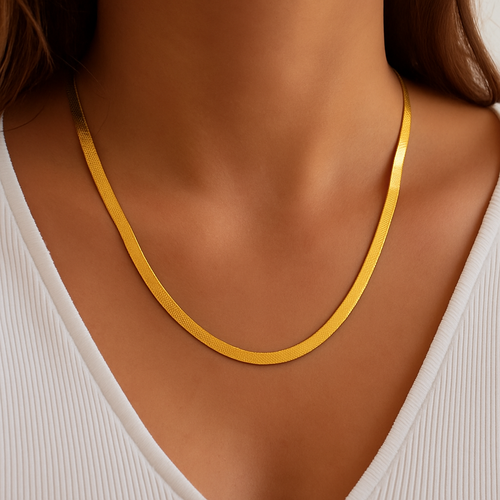 Flat Herringbone Chain Necklace — Chelsea