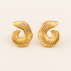 Ridged Spiral Statement Earrings — Iris
