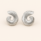 Ridged Spiral Statement Earrings — Iris