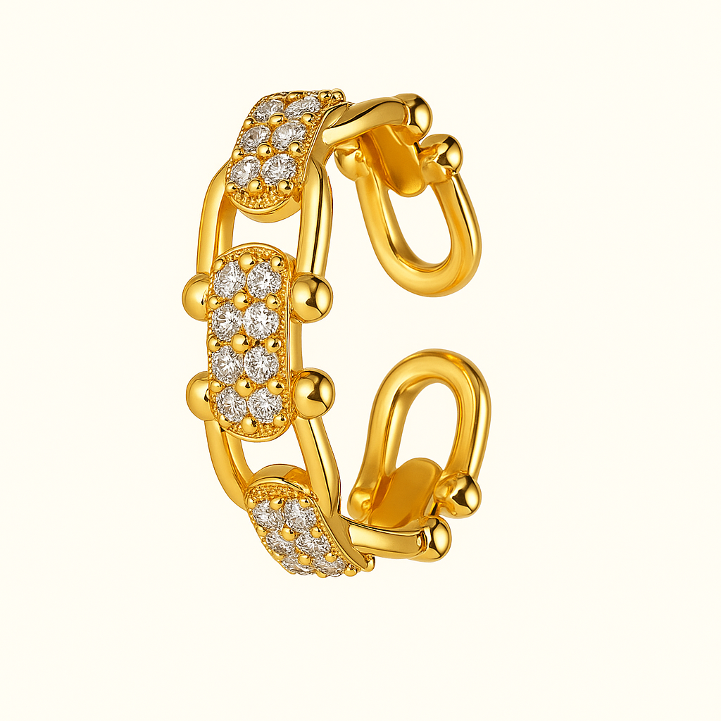 Adjustable Link Ring with Clear Details — Chloe