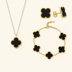 Black Clover Necklace Bracelet Earrings Set