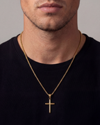 Slender Christian Cross Pendant Necklace, Gold-Plated