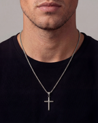 Slender Christian Cross Pendant Necklace, Silver-Plated
