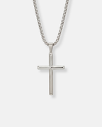 Slender Christian Cross Pendant Necklace, Silver-Plated
