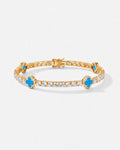 Azure Blue Clover Tennis Bracelet, Gold-Plated