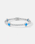 Azure Blue Clover Tennis Bracelet, Silver-Plated