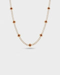Burgundy Red Clover Tennis Necklace, Gold-Plated
