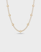 Pearlescent White Clover Tennis Necklace, Gold-Plated