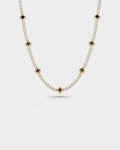 Black Clover Tennis Necklace, Gold-Plated