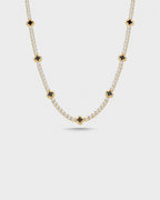 Black Clover Tennis Necklace, Gold-Plated
