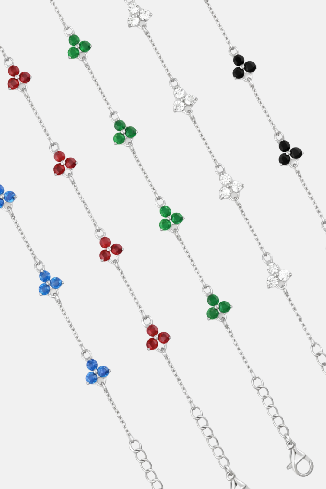 Blue Zircon Clover Bracelet, 316L Stainless Steel