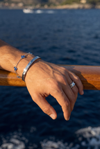 Blue Zircon Clover Bracelet, 316L Stainless Steel