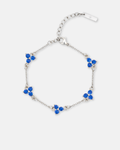 Blue Zircon Clover Bracelet, 316L Stainless Steel