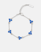 Blue Zircon Clover Bracelet, 316L Stainless Steel