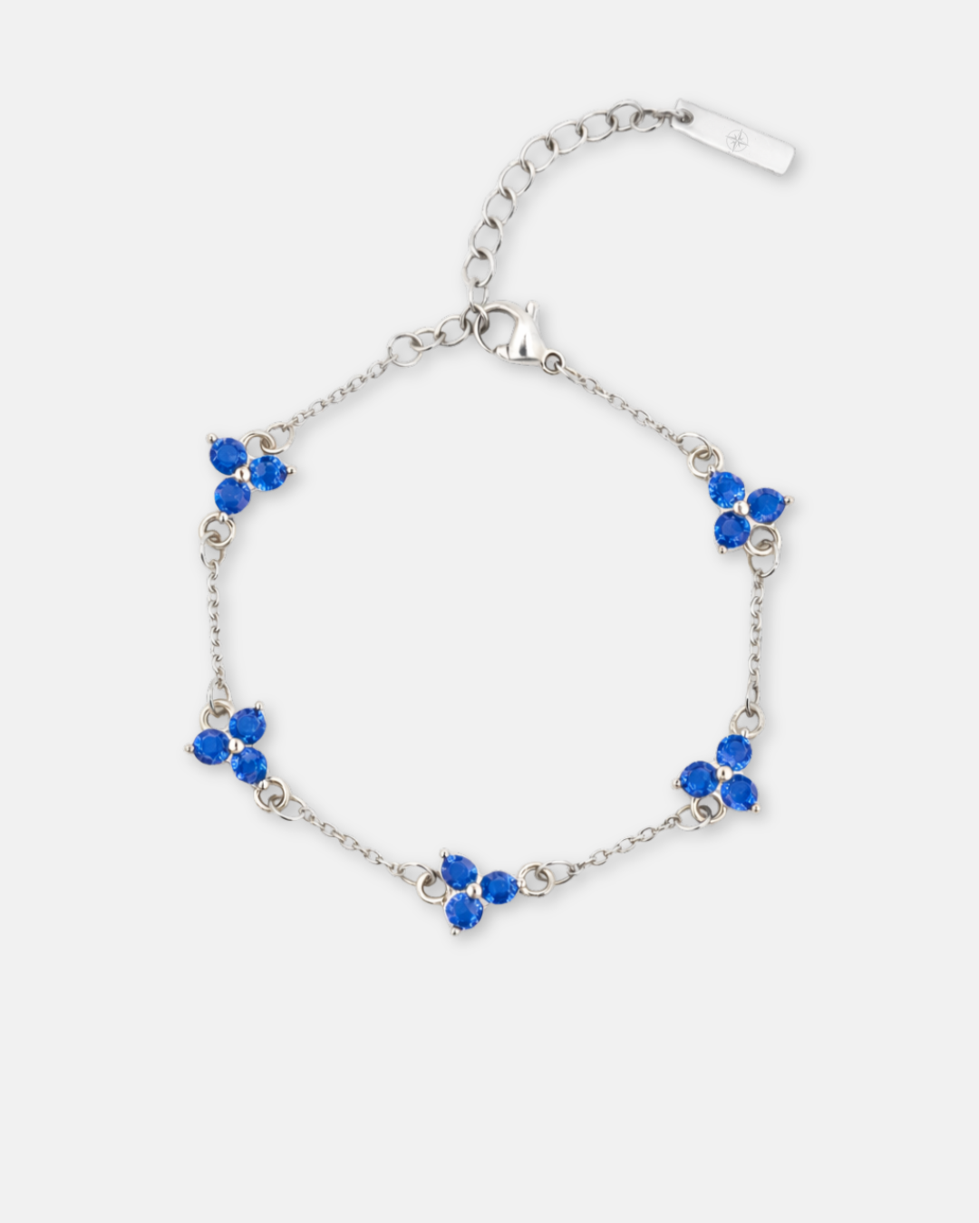 Blue Zircon Clover Bracelet, 316L Stainless Steel