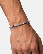 Burgundy Red Clover Tennis Bracelet, Silver-Plated