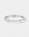 Pearlescent White Clover Tennis Bracelet, Silver-Plated