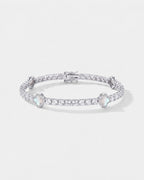 Pearlescent White Clover Tennis Bracelet, Silver-Plated