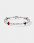 Burgundy Red Clover Tennis Bracelet, Silver-Plated