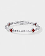 Burgundy Red Clover Tennis Bracelet, Silver-Plated