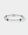 Green Clover Tennis Bracelet, Silver-Plated