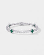 Green Clover Tennis Bracelet, Silver-Plated