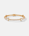 Pearlescent White Clover Tennis Bracelet, Gold-Plated