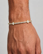 Pearlescent White Clover Tennis Bracelet, Gold-Plated