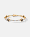 Black Clover Tennis Bracelet, Gold-Plated