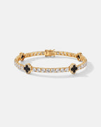 Black Clover Tennis Bracelet, Gold-Plated
