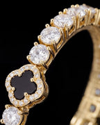 Black Clover Tennis Bracelet, Gold-Plated