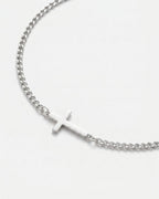 Men’s Cuban Link Cross Bracelet, Silver-Tone Stainless Steel