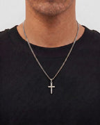 Men’s Cross Pendant Necklace, Silver-Tone Stainless Steel