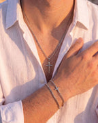 Men’s Cross Pendant Necklace, Silver-Tone Stainless Steel