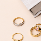 Plain and Pavé Zircon Rings Set — Day & Night