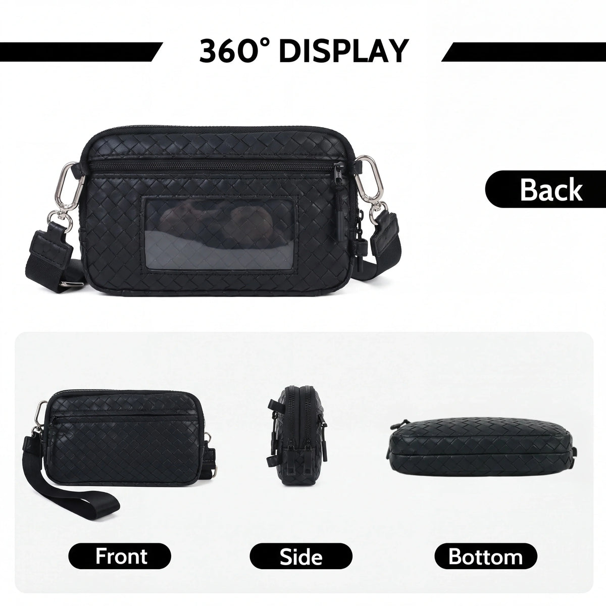 Statshy – Woven Leather Crossbody Wallet