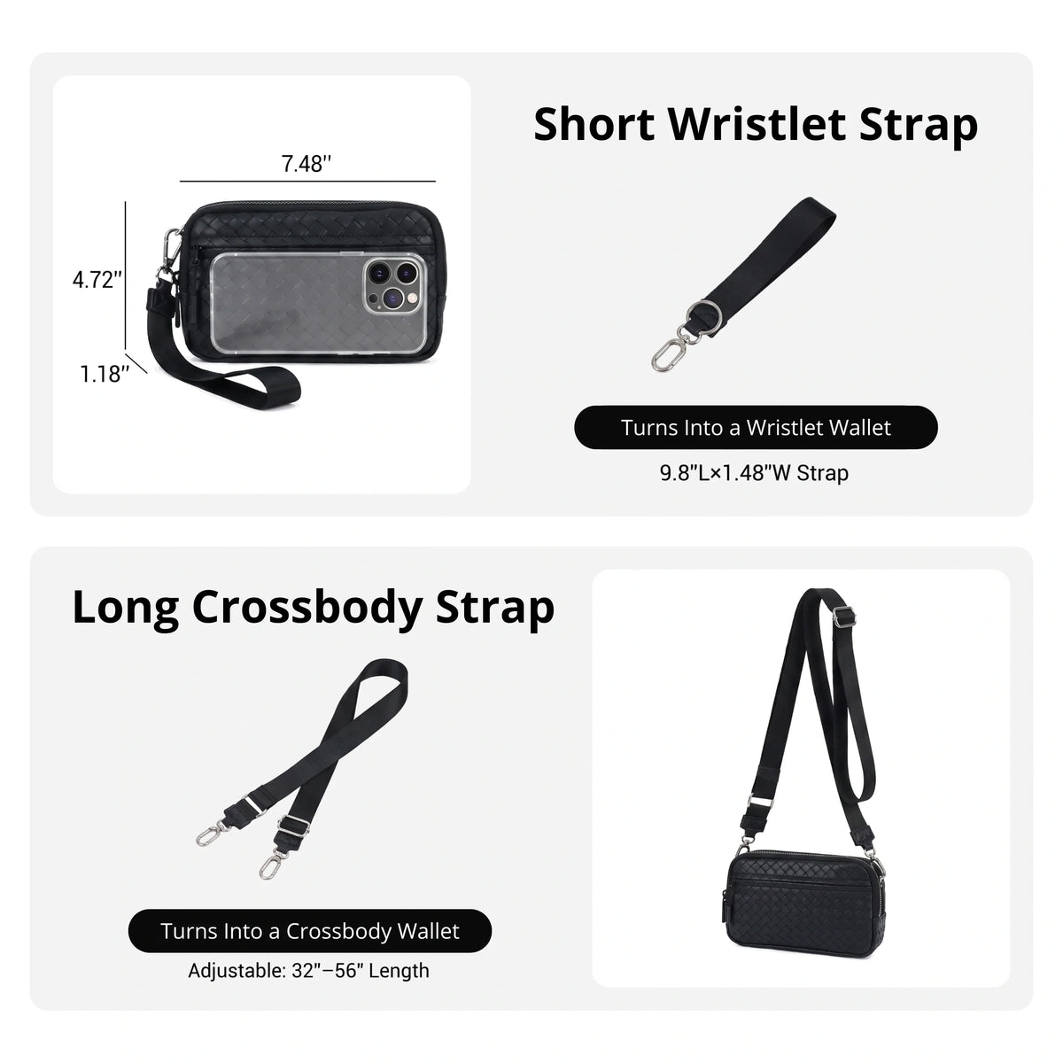 Statshy – Woven Leather Crossbody Wallet