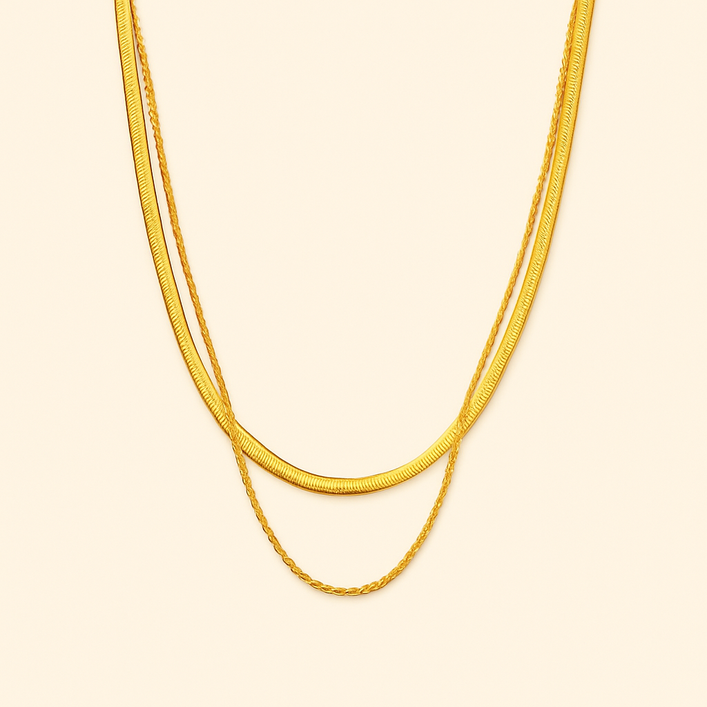 Flat Chain Layered Necklace — Hailey