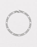 Men’s Silver-Tone Stainless Steel Figaro Chain Bracelet, 6 mm