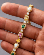 Men’s Multicolor Geometric Bracelet, 18K Gold-Plated Steel