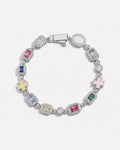 Men’s Multicolor Geometric Bracelet, White-Gold-Plated Steel