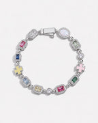 Men’s Multicolor Geometric Bracelet, White-Gold-Plated Steel