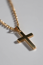 Men’s Cross Pendant Necklace, 60 cm, 14K Gold-Plated