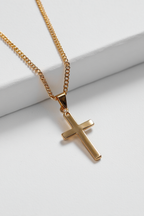 Men’s Cross Pendant Necklace, 60 cm, 14K Gold-Plated