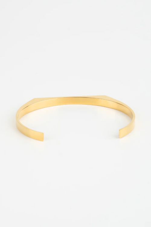 Faceted Open Cuff Bracelet, 5 mm, 14K Gold-Plated Steel