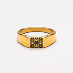 Green and White Zircon Signet Ring — Tulum