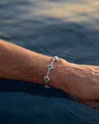 Green Zircon Flower Bracelet, Silver-Tone Copper