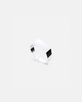 Rectangular Signet Ring, Platinum-Plated Steel, Adjustable